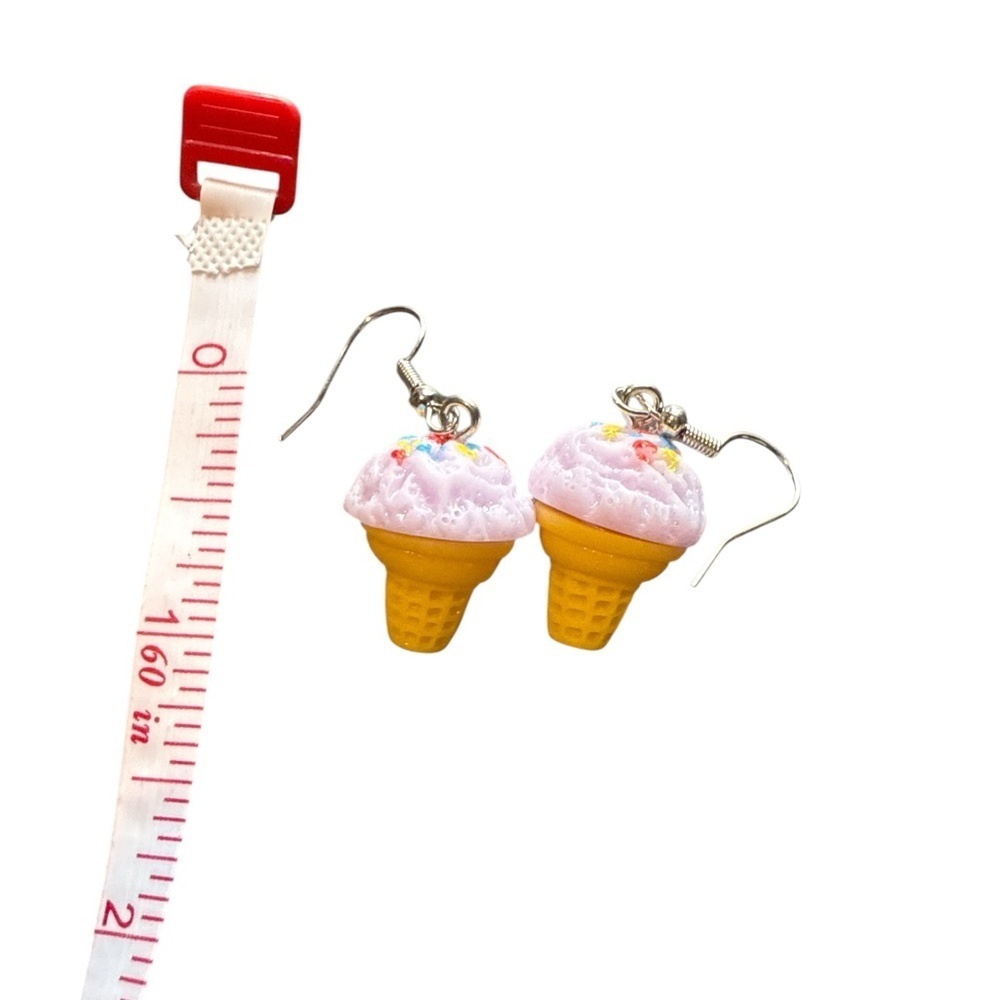 3 For $20 3D Pink and Yellow Ice Cream Cone Dangle Earrings “You Pick 3” - Picture 2 of 7